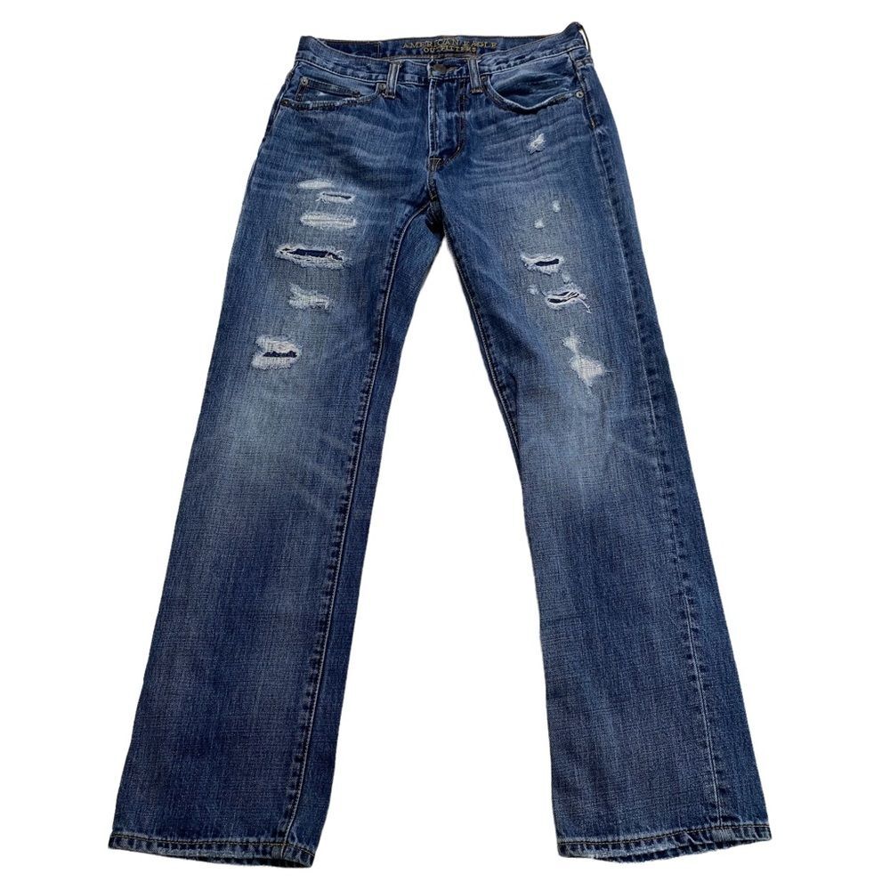 American Eagle Outfitters Distressed Original Straight Jeans Blue Sz 29x32